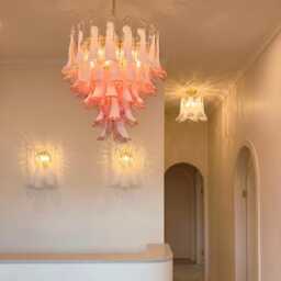 Murano Glass Sconce - Five Teal Petali Mid-Century Italian Wall Mounted Light - thumbnail 2