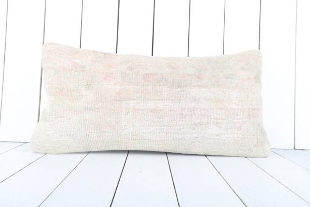 Vintage Turkish Kilim Lumbar Pillow Cover 12x24 Inch, Handmade - image 1
