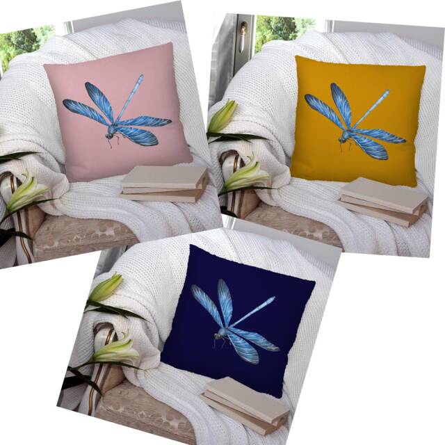 Bright Dragonfly Insect Any Colour - Colourful Super Soft Decorative Pillow Throw Cushion, Case Cover Or With Filling Luxury Velvet