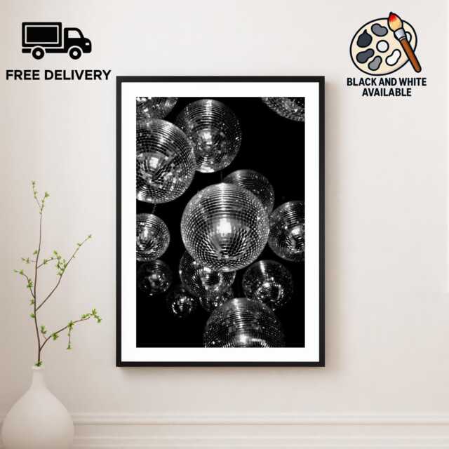 Vintage Discoball Aesthetic Print, Luxury Fashion, Fine Art Photography Wall Art, Museum Quality Classic Black & White Poster - image 1