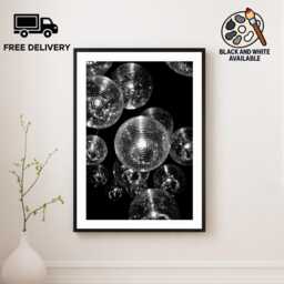 Vintage Discoball Aesthetic Print, Luxury Fashion, Fine Art Photography Wall Art, Museum Quality Classic Black & White Poster - thumbnail 1