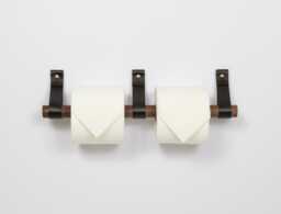 Black Leather Double Toilet Paper Holder Wall Mount Bathroom Storage