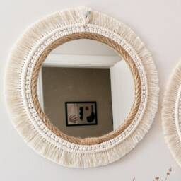 Natural Ropet Macrame Mirror , Brown White Framed Mother's Day Gift Jute Decoration Bohemian Home Decor Next Shipping