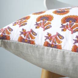 Indian Block Print Pillow Cover , Cotton Voile Hand Mede - thumbnail 4