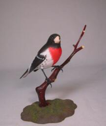 Rose-Breasted Grosbeak Wooden Carved Bird