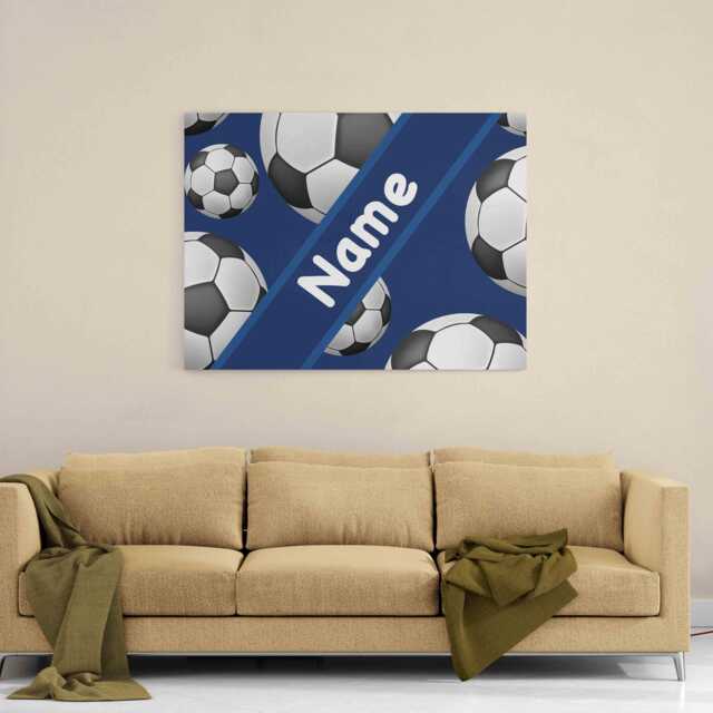 Football Stripe Personalised Name Canvas Wall Art Soccer Shirt Style Sports Decor Custom Colour Kids Bedroom Playroom Hanging Gift - image 1