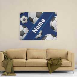 Football Stripe Personalised Name Canvas Wall Art Soccer Shirt Style Sports Decor Custom Colour Kids Bedroom Playroom Hanging Gift