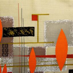 Vintage Barkcloth Pillow Cover Mid Century Modern Orange Rust Tan - thumbnail 3