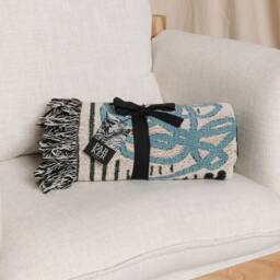Light Blue Abstract Art Design Blanket Woven Throw - thumbnail 4