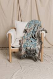 Light Blue Abstract Art Design Blanket Woven Throw - thumbnail 1