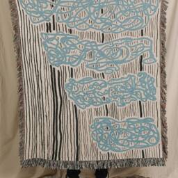 Light Blue Abstract Art Design Blanket Woven Throw - thumbnail 2