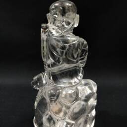 Crystal Clear Quartz Sai Baba - Sphatik Lord Saibaba Statue Gemstone Divine Sculpture Spiritual Gift - thumbnail 3