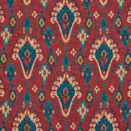 Upholstered Midcentury Modern Armchair - Ruby Red Boho Fabric - thumbnail 4
