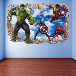 Superhero Wall Decal Sticker Mural Poster Print Art Spiderman Iron Man Hulk Captain America Avengers - thumbnail 3