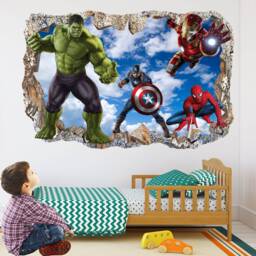 Superhero Wall Decal Sticker Mural Poster Print Art Spiderman Iron Man Hulk Captain America Avengers - thumbnail 2