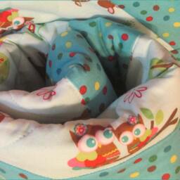 Forest Animal Baby Quilt Turquoise Cotton Flannel Nursery Bedding - thumbnail 3