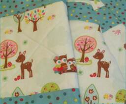 Forest Animal Baby Quilt Turquoise Cotton Flannel Nursery Bedding