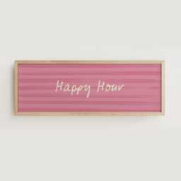 Happy Hour Bar Print, Cocktail Sign, Horizontal Panoramic Print Wide Unframed - thumbnail 1