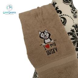 Husky Dog Towel - Personalised Face Cloth/Hand Bath Embroidered - thumbnail 1