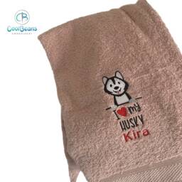Husky Dog Towel - Personalised Face Cloth/Hand Bath Embroidered - thumbnail 2
