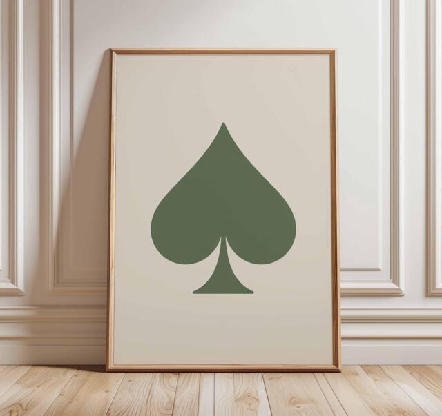 Ace Of Spades Poster, Minimalist Playing Card Wall Art, Retro Poker Decor, Mid Century Modern Casino Style Print - image 1
