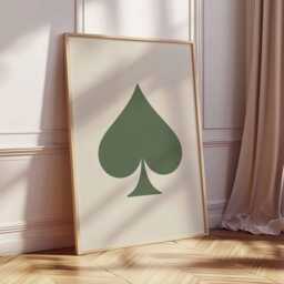 Ace Of Spades Poster, Minimalist Playing Card Wall Art, Retro Poker Decor, Mid Century Modern Casino Style Print - thumbnail 2
