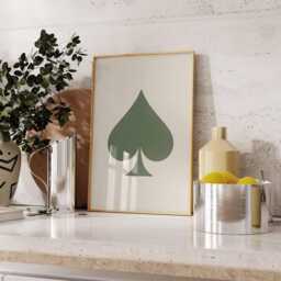 Ace Of Spades Poster, Minimalist Playing Card Wall Art, Retro Poker Decor, Mid Century Modern Casino Style Print - thumbnail 3