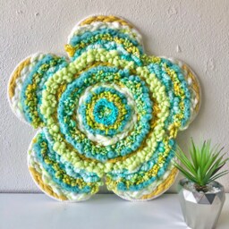 Blue Daisy 19-Inch Flower-Shaped Woven Wall Hanging