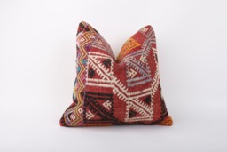 Vintage Turkish Kilim Pillow Cover Handwoven Wool Throw - 16''x16'' - thumbnail 1