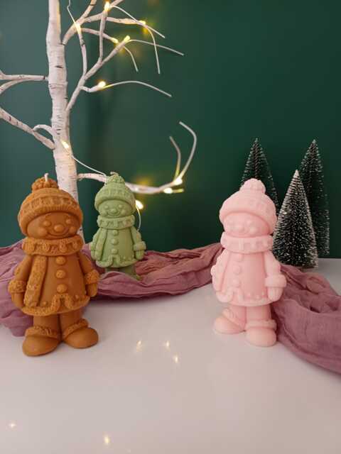 Gingerbread Snowman Handmade Candle , Soy & Beeswax, Eco-Friendly Decor - image 1