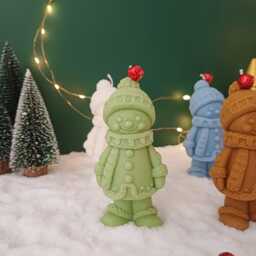 Gingerbread Snowman Handmade Candle , Soy & Beeswax, Eco-Friendly Decor - thumbnail 4
