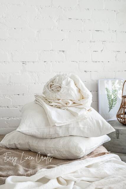 Linen Sheet Set - Fitted Sheet, Flat Sheets & 2 Pillowcases Queen King Twin Custom Sizes Off White Bedding Housewarming Gift - image 1