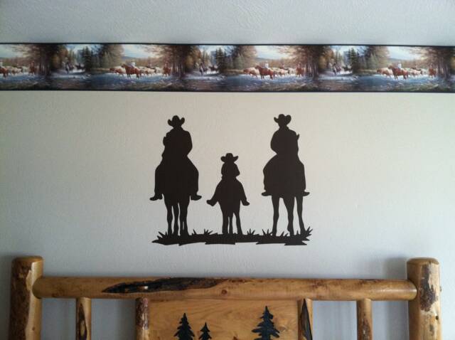 Family Riding Horses Vinyl Decal, Western Decor, Horse, Wall Sticker, Cowboy, Cowgirl - image 1