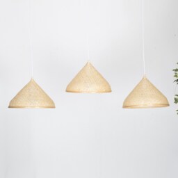 Natural Bamboo Pendant Lampshade Lightweight Hanging Woven Cone Triangle Shape Lamp - thumbnail 2
