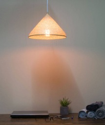 Natural Bamboo Pendant Lampshade Lightweight Hanging Woven Cone Triangle Shape Lamp