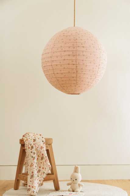 Kids Linen Pendant Light Charcoal Star Shine Print, Rattan Hanging Shade - image 1