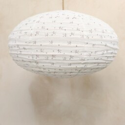 Kids Linen Pendant Light Charcoal Star Shine Print, Rattan Hanging Shade - thumbnail 2