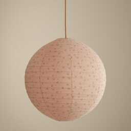 Kids Linen Pendant Light Charcoal Star Shine Print, Rattan Hanging Shade - thumbnail 3