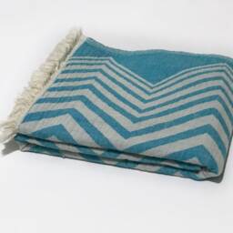 Turquoise Turkish Beach Towel, Turkish Zigzag Cotton Duble Sided Wedding Gift, Softened Bath Luxury Towel - thumbnail 4