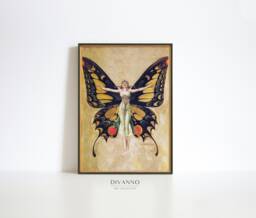 Vintage Flapper Girl Poster, Butterfly Wall Art, Gatsby Era Decor, Jazz Culture Print, Feminist Retro Women Giclee Digital - thumbnail 1