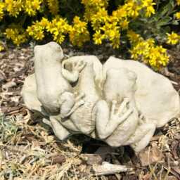 Frogs On Lily Statue - Reconstituted Stone Bird Bath Feeder Outdoor Pond Concrete Garden Ornament - thumbnail 3