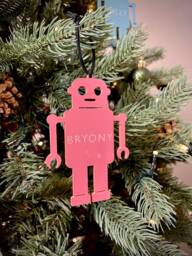 Christmas Personalised Robot Bauble - Tree Decoration Wooden Or Perspex