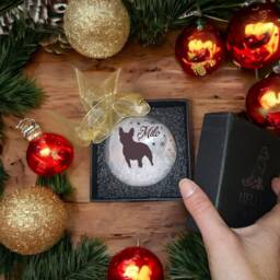 Custom French Bull Dog Ornament - Frenchie Personalised Glass Christmas Bauble