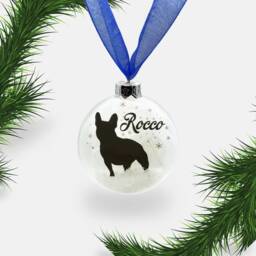 Custom French Bull Dog Ornament - Frenchie Personalised Glass Christmas Bauble - thumbnail 3