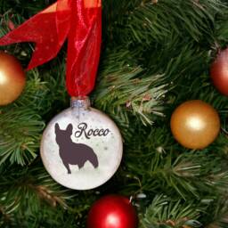 Custom French Bull Dog Ornament - Frenchie Personalised Glass Christmas Bauble - thumbnail 2