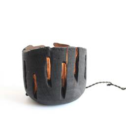 Handmade Black Oak Table Lamp Rustic Bedside Desk Light - thumbnail 4