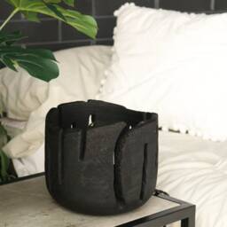 Handmade Black Oak Table Lamp Rustic Bedside Desk Light - thumbnail 3