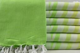 "Aztec Towel, Kilim Desing Towel, Turkish Peshtemal, Light Green Towel, 35""x68" - thumbnail 1
