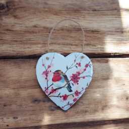 Robin Hanging Heart Wall Decor, Slate Art, Gifts, Gifts For Her, Housewarming Home Christmas Robin - thumbnail 2