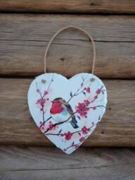 Robin Hanging Heart Wall Decor, Slate Art, Gifts, Gifts For Her, Housewarming Home Christmas Robin - thumbnail 1
